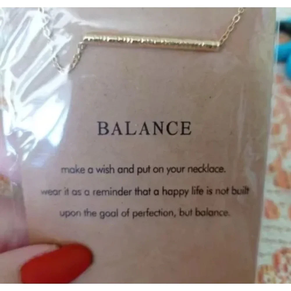 NEW Balance Bar Necklace Gold Minimalist‎ Pendant Delicate Chain Jewelry Gift